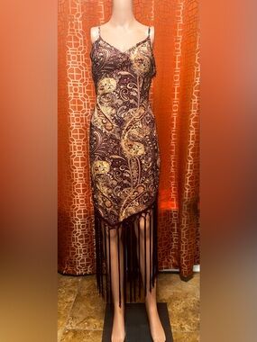 SHEIN Paisley Fringe Midi Dress Size Large NWOT Boho Western